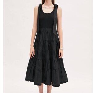 Meimeij Black Sleeveless Fit N Flare Dress Full Skirt Scoop Neck Size 40 Large